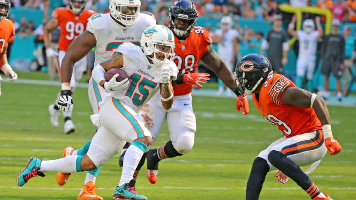 Miami Dolphins wide receiver Albert Wilson breaks away for a fourth quarter touchdown against the Chicago Bears on Sunday, Oct. 14 2018 at Hard Rock Stadium in Miami Gardens, Fla. (Charles Trainor Jr./Miami Herald/TNS via Getty Images)