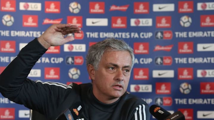 MANCHESTER, ENGLAND - MARCH 16: (EXCLUSIVE COVERAGE) Manager Jose Mourinho of Manchester United speaks during a press conference at Aon Training Complex on March 16, 2018 in Manchester, England. (Photo by Matthew Peters/Man Utd via Getty Images)