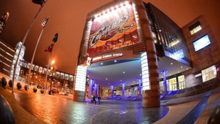 February 8, 2013; Cleveland, OH USA: General view of Quicken Loans Arena prior to the game between the Orlando Magic and Cleveland Cavaliers. Mandatory Credit: Eric P. Mull-USA TODAY Sports