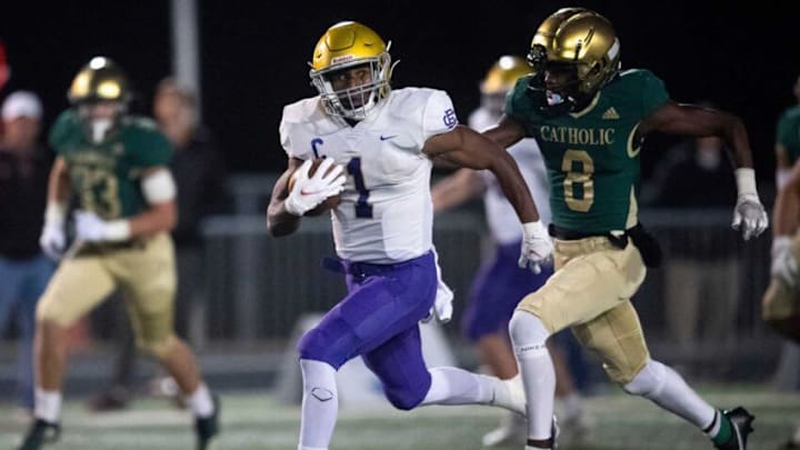 Christian Brothers' Dallan Hayden (1) runs with the ball during a football game between Catholic and Christian Brothers held at Knoxville Catholic on Friday, Nov. 5, 2021.Kns Catholic Christian Brothers Bp 5