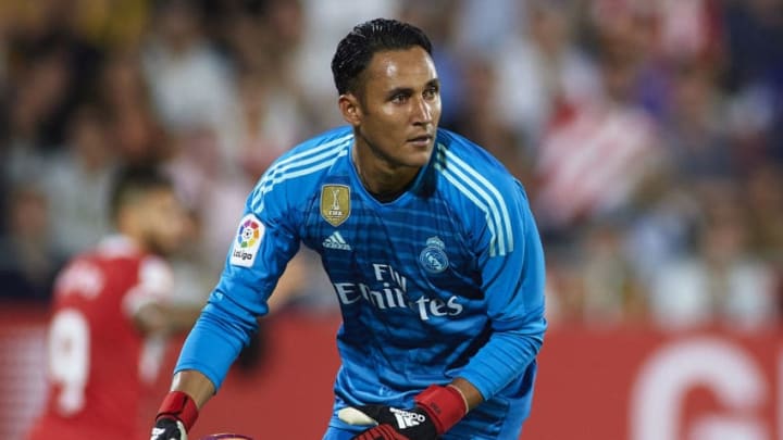 GIRONA, SPAIN - AUGUST 26: Keylor Navas of Real Madrid in action during the La Liga match between Girona FC and Real Madrid CF at Montilivi Stadium on August 26, 2018 in Girona, Spain. (Photo by Quality Sport Images/Getty Images)