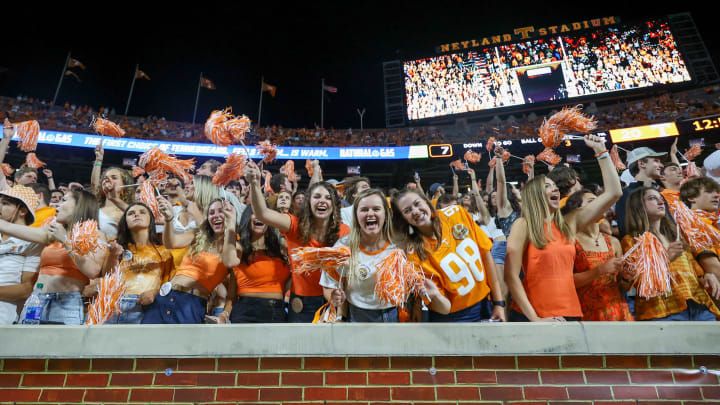 Sep 2, 2021; Knoxville, Tennessee, USA; Tennessee Volunteers fans react during the second half against the Bowling Green Falcons at Neyland Stadium. Mandatory Credit: Randy Sartin-USA TODAY Sports