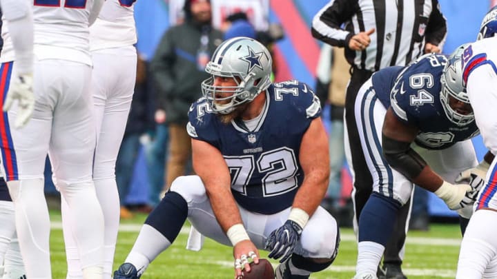 EAST RUTHERFORD, NJ - DECEMBER 10: Dallas Cowboys center Travis Frederick (72) during the National Football League game between the New York Giants and the Dallas Cowboys on December 10, 2017, at MetLife Stadium in East Rutherford, NJ. (Photo by Rich Graessle/Icon Sportswire via Getty Images)