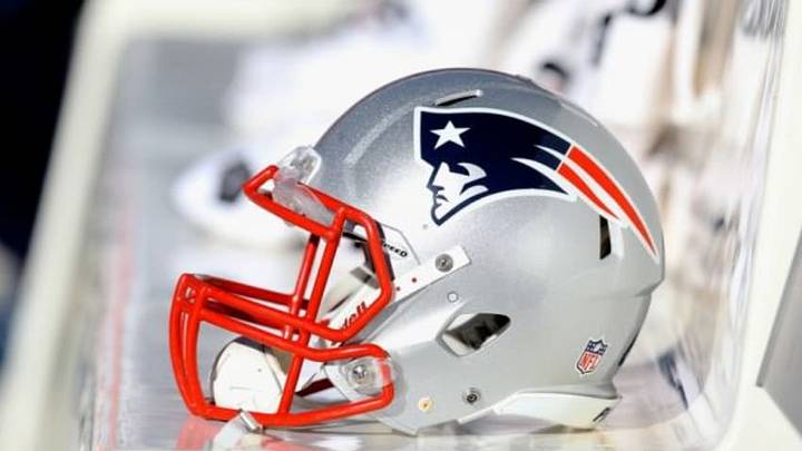 January 19, 2014; Denver, CO, USA; Detailed view of a New England Patriots helmet on the bench during the game against the Denver Broncos in the 2013 AFC Championship football game at Sports Authority Field at Mile High. Mandatory Credit: Mark J. Rebilas-USA TODAY Sports
