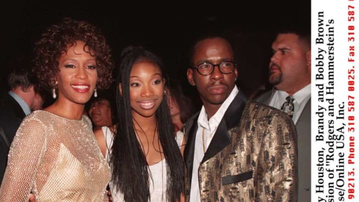 10/13/97 Hollywood, CA. Whitney Houston, Brandy and Bobby Brown at the premiere of the all new version of "Rodgers and Hammerstein's Cinderella." Airs November 2, 1997 on ABC Television Network.