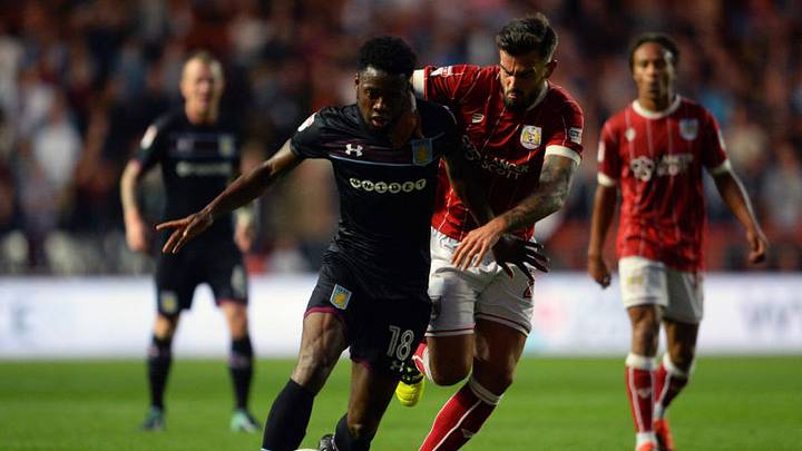 BRISTOL, ENGLAND - AUGUST 25: Joshua Onomah of Aston Villa is tackled by Marlon Pack of Bristol City during the Sky Bet Championship match between Bristol City and Aston Villa at Ashton Gate on August 25, 2017 in Bristol, England. (Photo by Harry Trump/Getty Images) BRISTOL, ENGLAND - AUGUST 25: Joshua Onomah of Aston Villa is tackled by Marlon Pack of Bristol City during the Sky Bet Championship match between Bristol City and Aston Villa at Ashton Gate on August 25, 2017 in Bristol, England. (Photo by Harry Trump/Getty Images)