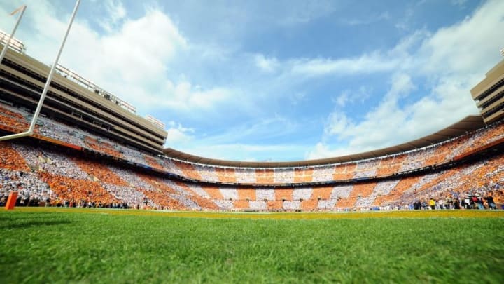 Oct 4, 2014; Knoxville, TN, USA; General view of Neyland Stadium during the game between the Florida Gators and Tennessee Volunteers. Mandatory Credit: Randy Sartin-USA TODAY Sports