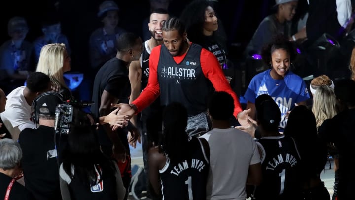 CHICAGO, ILLINOIS – FEBRUARY 15: Kawhi Leonard of the Los Angeles Clippers is introduced during 2020 NBA All-Star – Practice & Media Day at Wintrust Arena on February 15, 2020 in Chicago, Illinois. NOTE TO USER: User expressly acknowledges and agrees that, by downloading and or using this photograph, User is consenting to the terms and conditions of the Getty Images License Agreement. (Photo by Jonathan Daniel/Getty Images)