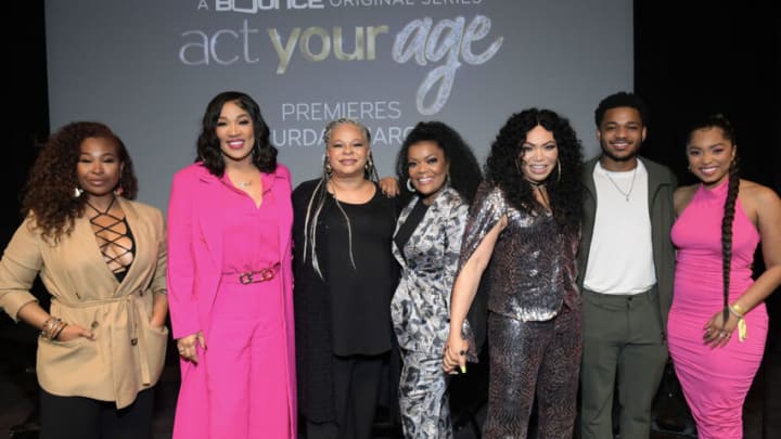 WEST HOLLYWOOD, CALIFORNIA - FEBRUARY 27: Tanika Ray, Kym Whitley, Alyson Fouse, Yvette Nicole Brown, Tisha Campbell, Nate Anderson and Mariah Robinson attend Bounce TV's "Act Your Age" Los Angeles Series Premiere at The London West Hollywood at Beverly Hills on February 27, 2023 in West Hollywood, California. (Photo by Charley Gallay/Getty Images for Bounce/MGM)