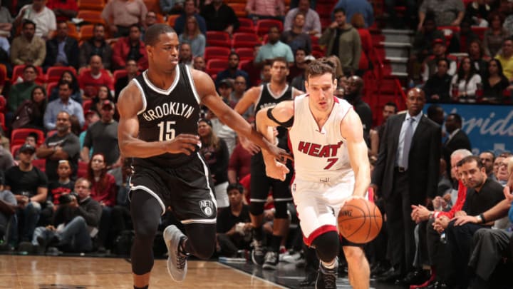 MIAMI, FL - JANUARY 30: Goran Dragic #7 of the Miami Heat handles the ball against the Brooklyn Nets. Copyright 2017 NBAE (Photo by Issac Baldizon/NBAE via Getty Images)