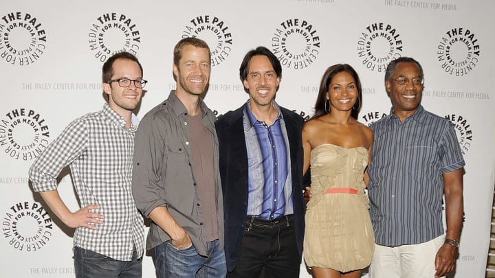 BEVERLY HILLS, CA – JULY 09: (L-R) Actors Neil Grayston, Colin Ferguson, creator/executive producer of “Eureka”, actors Salli Richardson and Joe Morton arrive at An Evening With Syfy’s “Eureka” at The Paley Center for Media on July 9, 2012 in Beverly Hills, California. (Photo by John M. Heller/Getty Images)