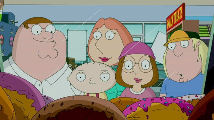 FAMILY GUY: The Griffins discover a local delicacy when they take an unexpected trip to Springfield in the season premiere ÒThe Simpsons GuyÓ episode of FAMILY GUY airing Sunday, September 28 (9:00-10:00 PM ET/PT) on FOX. FAMILY GUY/THE SIMPSONS ª and © 2014 TCFFC ALL RIGHTS RESERVED.