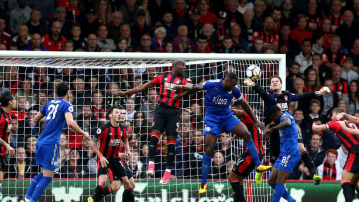 BOURNEMOUTH, ENGLAND - SEPTEMBER 30: Asmir Begovic of AFC Bournemouth punches the ball out during the Premier League match between AFC Bournemouth and Leicester City at Vitality Stadium on September 30, 2017 in Bournemouth, England. (Photo by Steve Bardens/Getty Images)