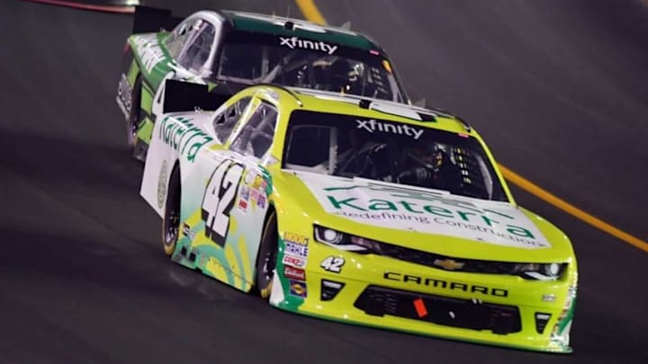 Jul 8, 2016; Sparta, KY, USA; NASCAR Xfinity Series driver Justin Marks (42) during the ALSCO 300 at Kentucky Speedway. Mandatory Credit: Christopher Hanewinckel-USA TODAY Sports
