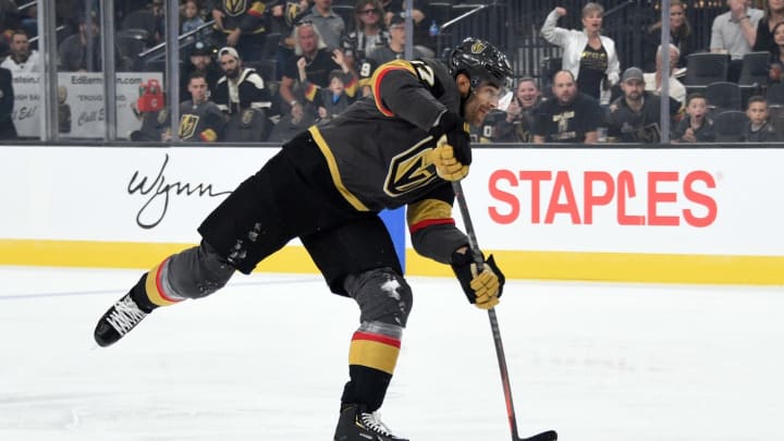 LAS VEGAS, NEVADA – SEPTEMBER 15: Max Pacioretty #67 of the Vegas Golden Knights scores a breakaway goal during the first period against the Arizona Coyotes at T-Mobile Arena on September 15, 2019 in Las Vegas, Nevada. (Photo by David Becker/NHLI via Getty Images)