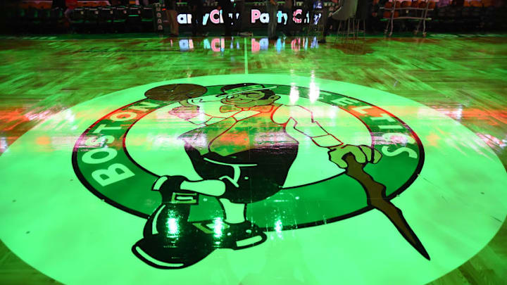 BOSTON, MA - OCTOBER 28: The Boston Celtics logo on the floor before the game against the Philadelphia 76ers on October 28, 2015 at the TD Garden in Boston, Masachusetts. NOTE TO USER: User expressly acknowledges and agrees that, by downloading and or using this photograph, User is consenting to the terms and conditions of the Getty Images License Agreement. Mandatory Copyright Notice: Copyright 2015 NBAE (Photo by Brian Babineau/NBAE via Getty Images)
