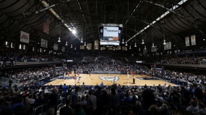 Dec 12, 2015; Indianapolis, IN, USA; A wide angle general view as the Butler Bulldogs play against the Tennessee Volunteers at Hinkle Fieldhouse. Butler defeats Tennessee 94-86. Mandatory Credit: Brian Spurlock-USA TODAY Sports Dec 12, 2015; Indianapolis, IN, USA; A wide angle general view as the Butler Bulldogs play against the Tennessee Volunteers at Hinkle Fieldhouse. Butler defeats Tennessee 94-86. Mandatory Credit: Brian Spurlock-USA TODAY Sports