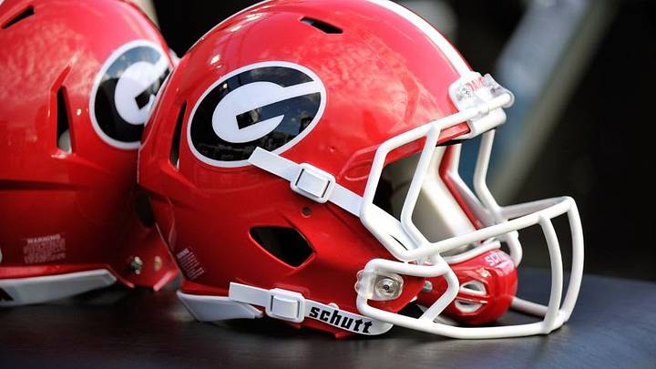 NASHVILLE, TN - SEPTEMBER 12: A helmet of the Georgia Bulldogs rests on the field during a game against of the Vanderbilt Commodores at Vanderbilt Stadium on September 12, 2015 in Nashville, Tennessee. (Photo by Frederick Breedon/Getty Images)