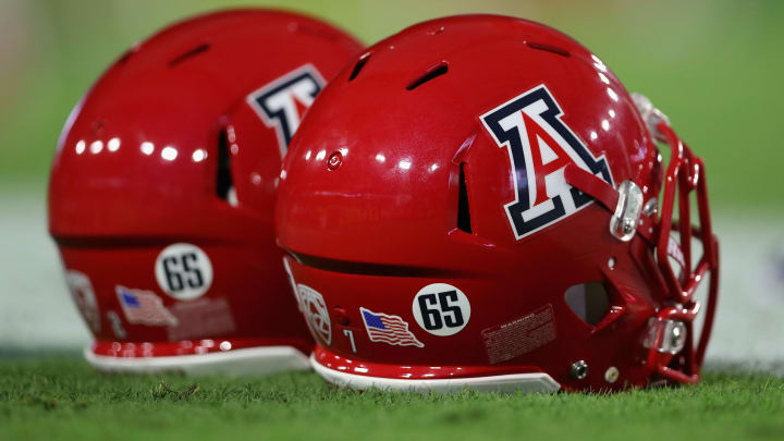 GLENDALE, AZ – SEPTEMBER 03: Arizona Wildcats helmets display the