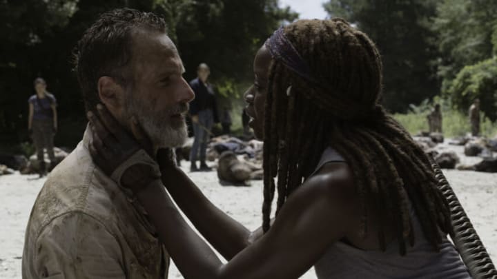 Andrew Lincoln as Rick Grimes, Danai Gurira as Michonne - The Walking Dead _ Season 9, Episode 5 - Photo Credit: Jackson Lee Davis/AMC