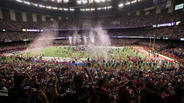 Feb 3, 2013; New Orleans, LA, USA; The Baltimore Ravens celebrate winning Super Bowl XLVII against the San Francisco 49ers at the Mercedes-Benz Superdome. Mandatory Credit: Crystal LoGiudice-USA TODAY Sports