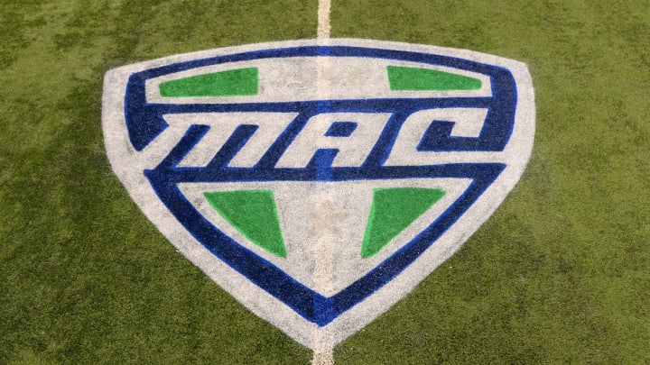 DETROIT, MI – DECEMBER 28: A detailed view of the Mid-American Conference logo painted on the field prior to the Quick Lane Bowl between the Minnesota Golden Gophers and the Central Michigan Chippewas at Ford Field on December 28, 2015 in Detroit, Michigan. Minnesota defeated Central Michigan 21-14. (Photo by Mark Cunningham/Getty Images)