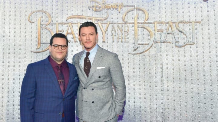 HOLLYWOOD, CA - MARCH 02: Josh Gad and Luke Evans arrive at the world premiere of Disney's new live-action "Beauty and the Beast" photographed in front of the Swarovski crystal wall at the El Capitan Theatre on March 2, 2017 in Hollywood, California. (Photo by Stefanie Keenan/Getty Images for Swarovski)