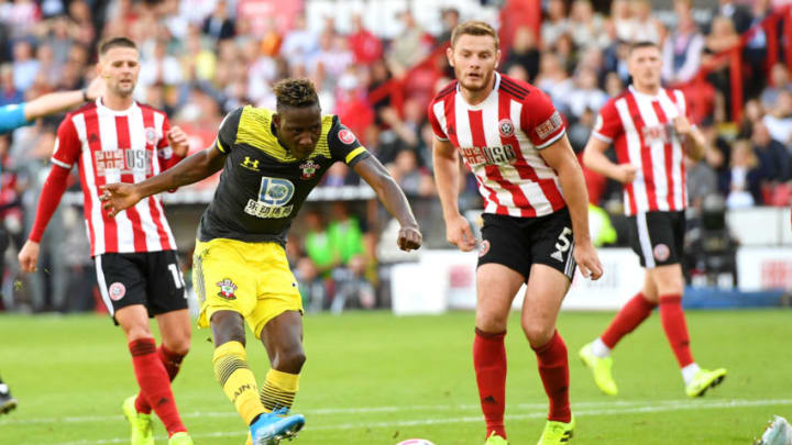 SHEFFIELD, ENGLAND – SEPTEMBER 14: Moussa Djenepo of Southampton scores his team’s first goal during the Premier League match between Sheffield United and Southampton FC at Bramall Lane on September 14, 2019 in Sheffield, United Kingdom. (Photo by Ross Kinnaird/Getty Images)