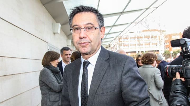 BARCELONA, SPAIN - FEBRUARY 27: F.C. Barcelona's President Josep Maria Bartomeu attends Emilio Sanchez Benito's funeral at Tanatori de les Corts on February 27, 2016 in Barcelona, Spain. (Photo by Miquel Benitez/Getty Images)