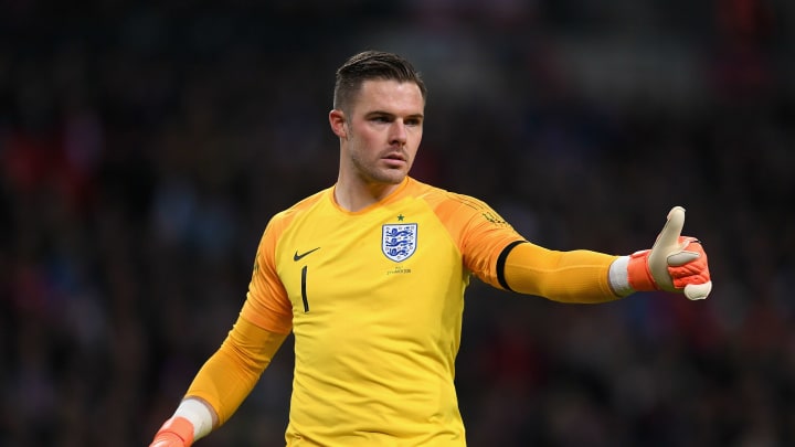 LONDON, ENGLAND – MARCH 27: Jack Butland of England reacts during the International friendly between England and Italy at Wembley Stadium on March 27, 2018 in London, England. (Photo by Laurence Griffiths/Getty Images)