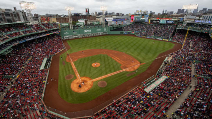 BOSTON, MA - MAY 29: A general view inside Fenway Park during the first full capacity game following the Covid-19 pandemic prior to a game between the Boston Red Sox and the Miami Marlins on May 29, 2021 in Boston, Massachusetts. (Photo by Billie Weiss/Boston Red Sox/Getty Images)