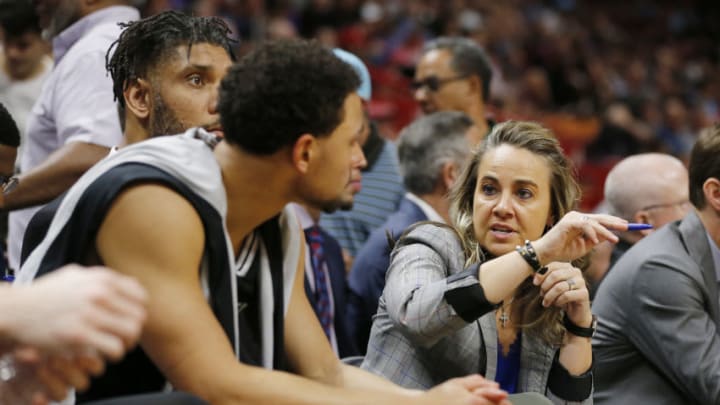 MIAMI, FLORIDA - JANUARY 15: Assistant coach Becky Hammon of the San Antonio Spurs(Photo by Michael Reaves/Getty Images)