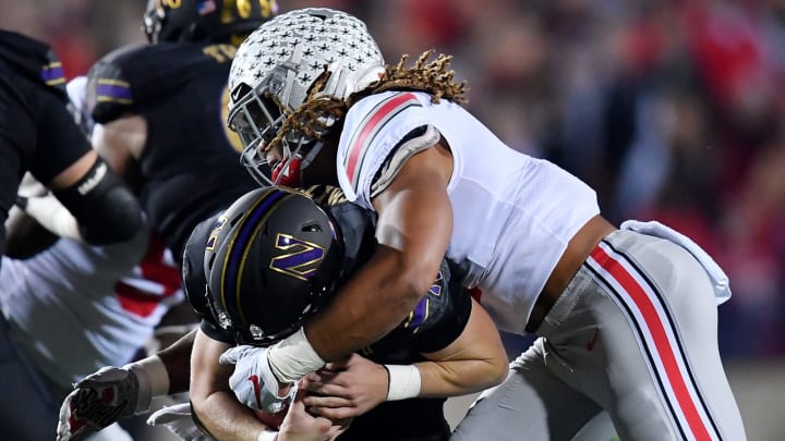 EVANSTON, ILLINOIS – OCTOBER 18: Chase Young #2 of the Ohio State Buckeyes sacks Aidan Smith #11 of the Northwestern Wildcats in the first quarter at Ryan Field on October 18, 2019 in Evanston, Illinois. (Photo by Quinn Harris/Getty Images)