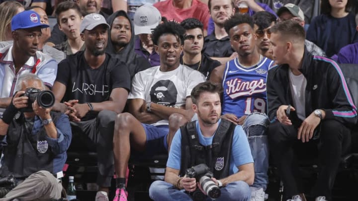 SACRAMENTO, CA - JULY 1: Harry Giles III #20, Harrison Barnes #40, De'Aaron Fox #5, Buddy Hield #24, Bogdan Bogdanovic #8 of the Sacramento Kings attend the game against the Golden State Warriors on July 1, 2019 at the Golden 1 Center, in Phoenix, Arizona. NOTE TO USER: User expressly acknowledges and agrees that, by downloading and or using this photograph, User is consenting to the terms and conditions of the Getty Images License Agreement. Mandatory Copyright Notice: Copyright 2019 NBAE (Photo by Rocky Widner/NBAE via Getty Images)