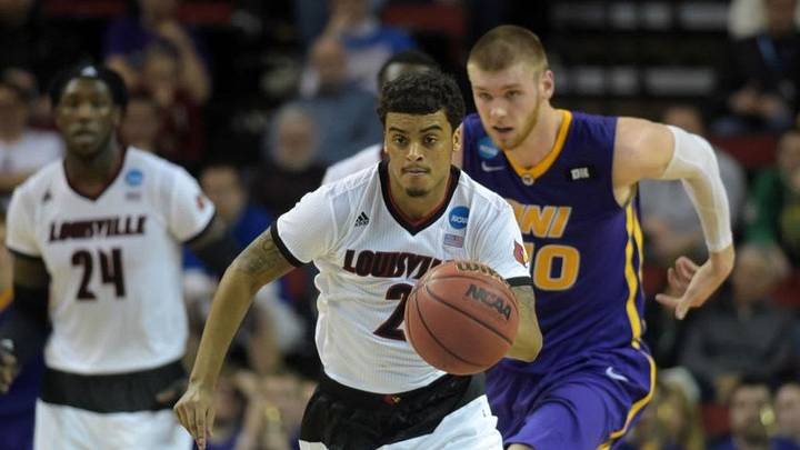 Mar 22, 2015; Seattle, WA, USA; Louisville Cardinals guard Quentin Snyder (2) dribbles the ball against the Northern Iowa Panthers in the third round of the 2015 NCAA Tournament at KeyArena. Mandatory Credit: Kirby Lee-USA TODAY Sports Mar 22, 2015; Seattle, WA, USA; Louisville Cardinals guard Quentin Snyder (2) dribbles the ball against the Northern Iowa Panthers in the third round of the 2015 NCAA Tournament at KeyArena. Mandatory Credit: Kirby Lee-USA TODAY Sports
