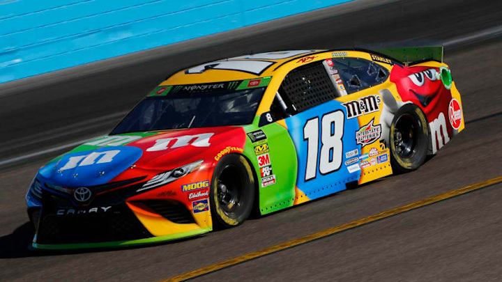 AVONDALE, ARIZONA - NOVEMBER 08: Kyle Busch, driver of the #18 M&M's Toyota, practices for the Monster Energy NASCAR Cup Series Bluegreen Vacations 500 at ISM Raceway on November 08, 2019 in Avondale, Arizona. (Photo by Jonathan Ferrey/Getty Images)