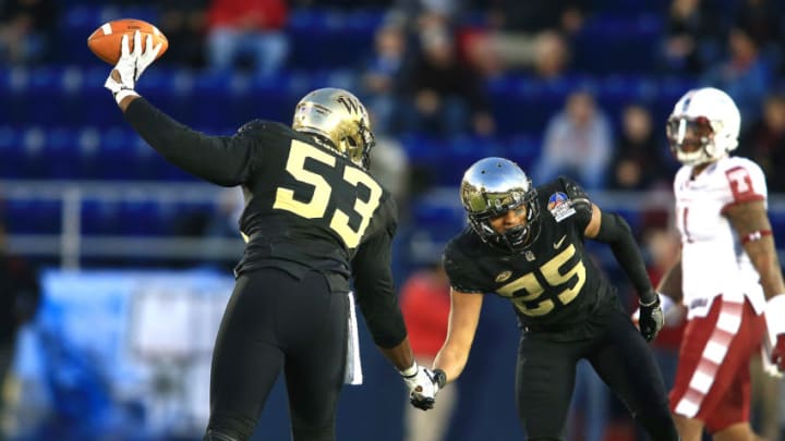 ANNAPOLIS, MD – DECEMBER 27: Wake Forest Demon Deacons defensive lineman Duke Ejiofor (53) and defensive back Brad Watson (25) after an interception during the Military Bowl on December 27, 2016, at Navy – Marine Corps Memorial Stadium in Annapolis, MD. Wake Forest defeated Temple 34-26.(Photo by Tony Quinn/Icon Sportswire via Getty Images)