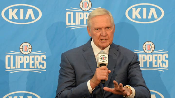 PLAYA VISTA, CA- JUNE 19: The Los Angeles Clippers name Jerry West as Special Consultant at a press conference in Playa Vista, California. NOTE TO USER: User expressly acknowledges and agrees that, by downloading and or using this photograph, User is consenting to the terms and conditions of the Getty Images License Agreement. Mandatory Copyright Notice: Copyright 2016 NBAE (Photo by Andrew D. Bernstein/NBAE via Getty Images)