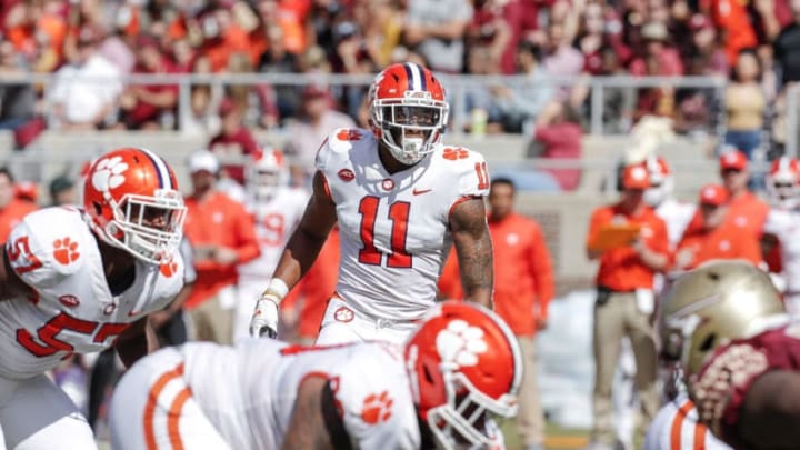 TALLAHASSEE, FL - OCTOBER 27: Linebacker Isaiah Simmons #11 of the Clemson Tigers in action during the game against the Florida State Seminoles at Doak Campbell Stadium on Bobby Bowden Field on October 27, 2018 in Tallahassee, Florida. The #2 Ranked Clemson Tigers defeated the Florida State Seminoles 59 to 10. (Photo by Don Juan Moore/Getty Images)