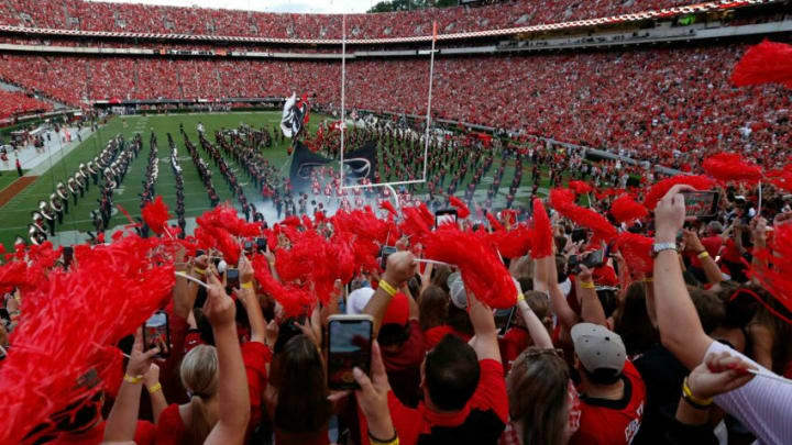 Georgia takes the field before kickoff of an NCAA college football game between South Carolina and Georgia in Athens, Ga., on Sept. 18, 2021.News Joshua L Jones