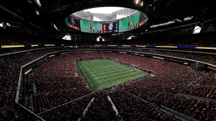 ATLANTA, GA – OCTOBER 22: A general view of Mercedes-Benz Stadium during the match between the Atlanta United and the Toronto FC on October 22, 2017 in Atlanta, Georgia. (Photo by Kevin C. Cox/Getty Images)