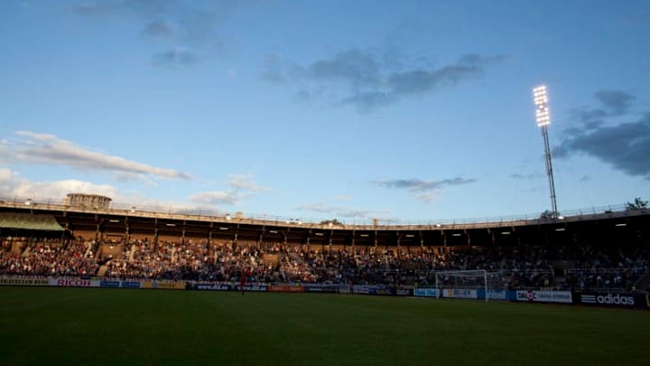 STOCKHOLM, SWEDEN - JUNE 26: General view of the Stockholms Olympiastadion, home of Djurgarden IF taken during the Swedish Allsvenskanliga match between Djurgarden IF and BK Hacken at Stockholms Olympiastadion on June 26, 2011 in Stockholm, Sweden. (Photo by Jan Johannessen/EuroFootball/Getty Images)