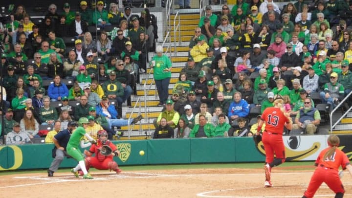 A sold out crowd at Jane Sanders Stadium watches the Oregon Ducks take on Utah.Justin Phillips/KPNW Sports
