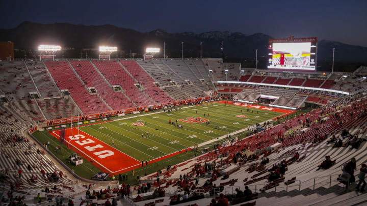 Oct 16, 2021; Salt Lake City, Utah, USA; A general view of the interior of Rice-Eccles Stadium prior to a game between the Utah Utes and Arizona State Sun Devils Mandatory Credit: Rob Gray-USA TODAY Sports