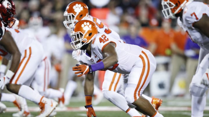 LOUISVILLE, KY - SEPTEMBER 16: Christian Wilkins #42 of the Clemson Tigers in action during a game against the Louisville Cardinals at Papa John's Cardinal Stadium on September 16, 2017 in Louisville, Kentucky. Clemson won 47-21. (Photo by Joe Robbins/Getty Images)