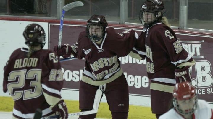 Boston College women’s hockey (Photo by John Bohn/The Boston Globe via Getty Images)