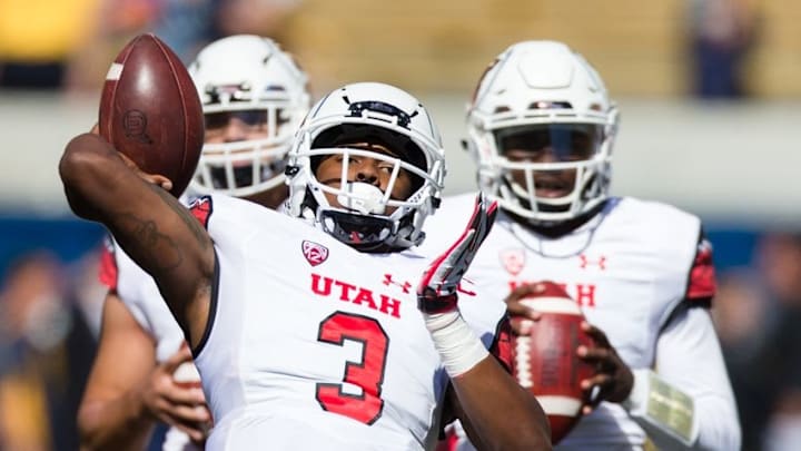 Oct 1, 2016; Berkeley, CA, USA; Utah Utes quarterback Troy Williams (3) warms up before the game against the California Golden Bears at Memorial Stadium. Mandatory Credit: John Hefti-USA TODAY Sports