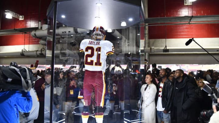 Nov 27, 2022; Landover, Maryland, USA; Family and fans at the unveiling of a Sean Taylor memorial at FedExField. Mandatory Credit: Brad Mills-USA TODAY Sports