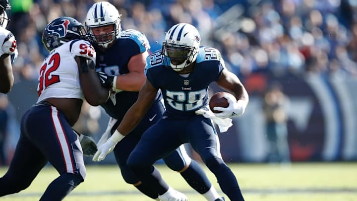 NASHVILLE, TN - DECEMBER 03: DeMarco Murray #29 of the Tennessee Titans runs with the ball against the Houston Texans during the first half at Nissan Stadium on December 3, 2017 in Nashville, Tennessee. (Photo by Wesley Hitt/Getty Images) NASHVILLE, TN - DECEMBER 03: DeMarco Murray #29 of the Tennessee Titans runs with the ball against the Houston Texans during the first half at Nissan Stadium on December 3, 2017 in Nashville, Tennessee. (Photo by Wesley Hitt/Getty Images)