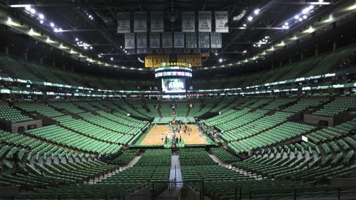 Apr 24, 2016; Boston, MA, USA; A general view of TD Garden prior to the first round of the NBA Playoffs between the Boston Celtics and Atlanta Hawks. Mandatory Credit: Bob DeChiara-USA TODAY Sports